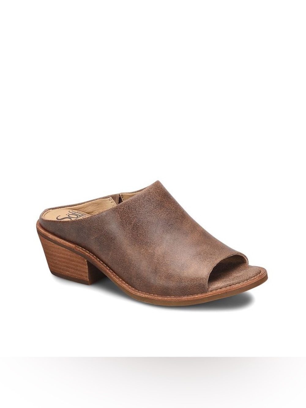 Sofft Aneesa Leather Slide Heels- Luggage- Size 9